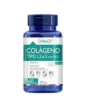 Colágeno tipo 1,2 e 3 com Vit.C  60 caps Dr. New QI UpNutri